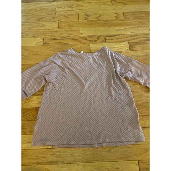 Blu Pepper Women's Ribbed 3/4 sleeve relaxed oversized Top Mauve Size Medium - Picture 1 of 6
